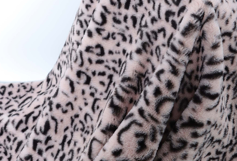 Tessuto peluche con stampa in pelliccia di coniglio con anello leopardato da 500 mg * 160 cm