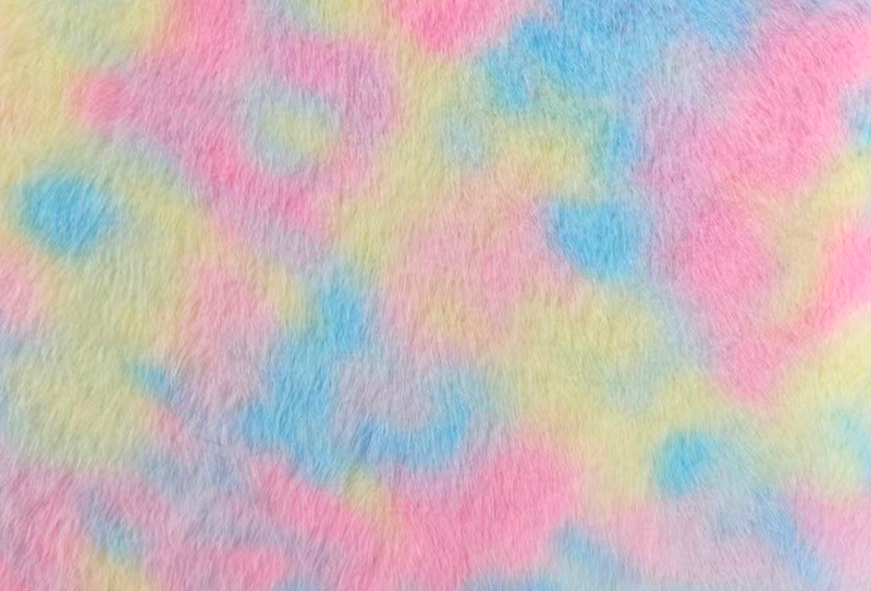 Tessuto in finto visone color arcobaleno con stampa visone europeo da 500 g/m² Tessuto in finto visone color arcobaleno con stampa visone europeo da 500 g/m²